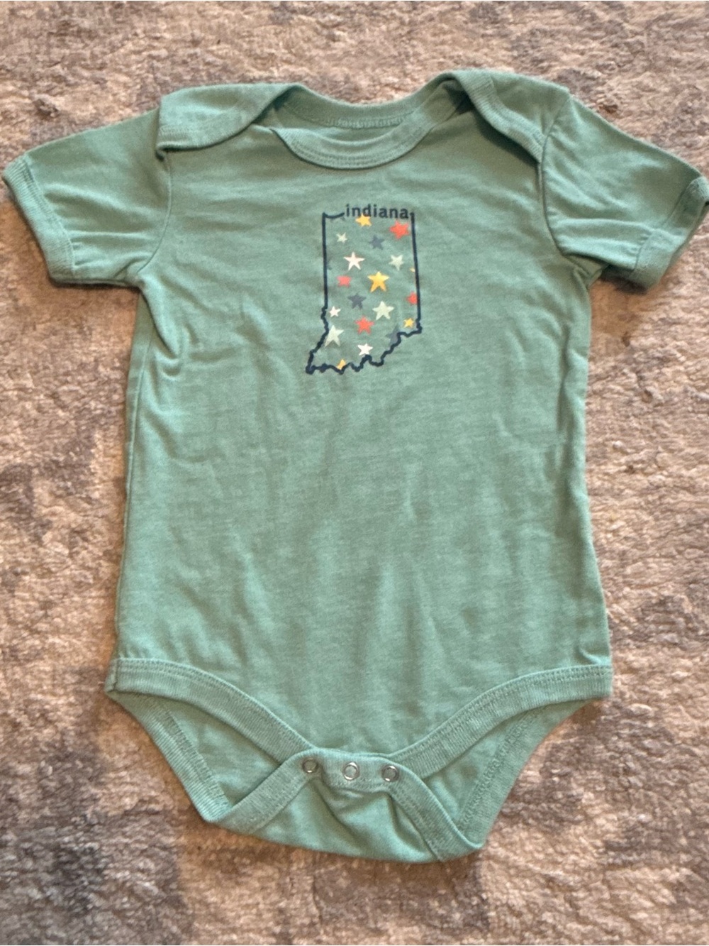 Indiana Baby Bodysuit 18M State Graphic Green Stars Snap Infant Outfit Unisex
